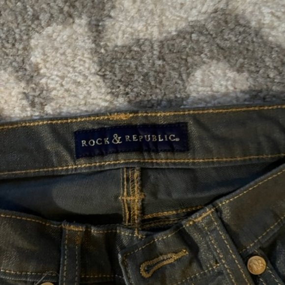 Rock & Republic Gray/Gold Spun Denim Jeans Size 8 - Picture 2 of 7